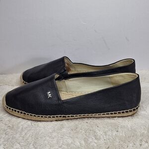 Michael Kors Black Leather Espadrille Flats.